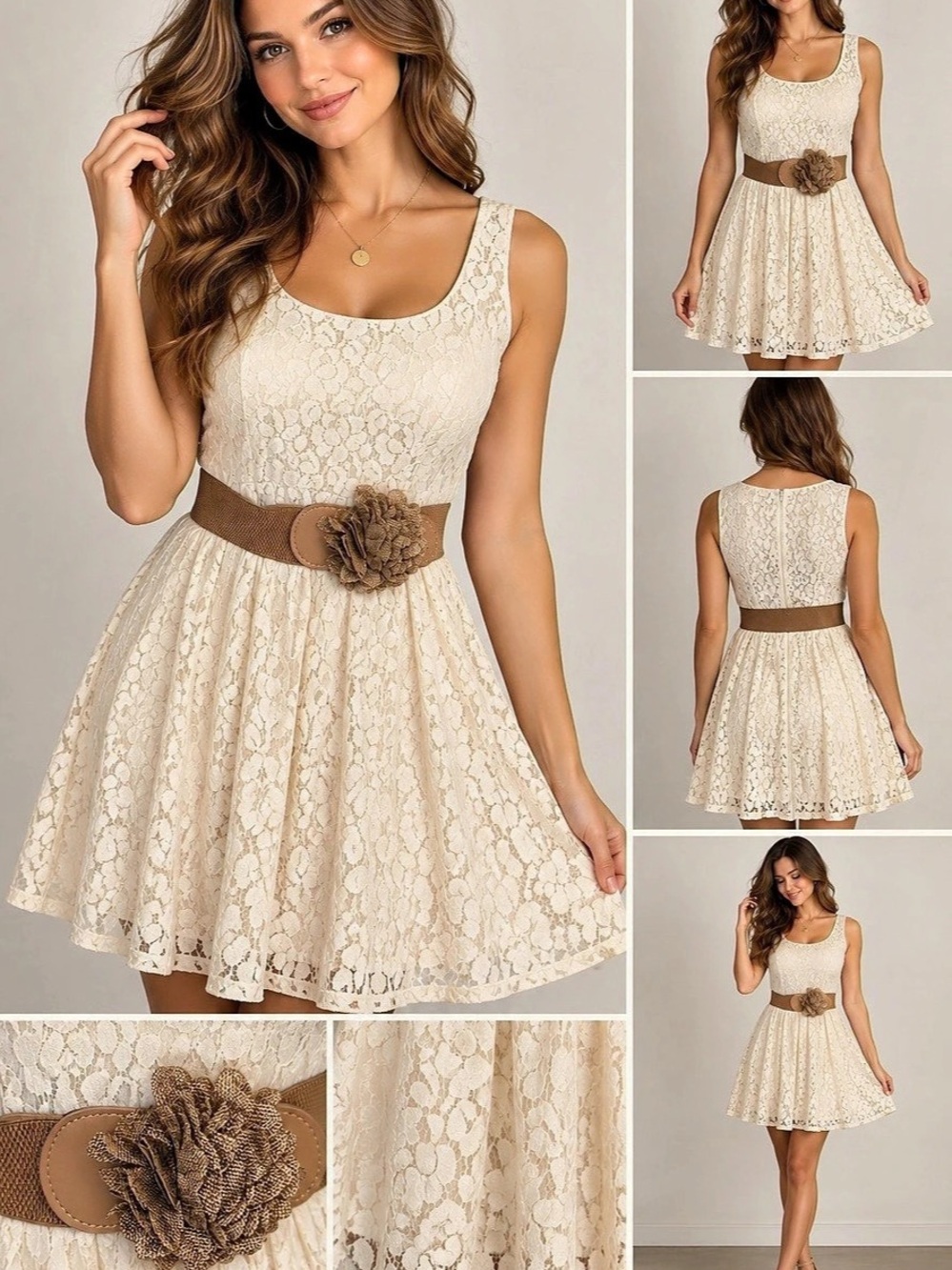 HeartSoul Lace Mini Dress in Cream Size Small Like New